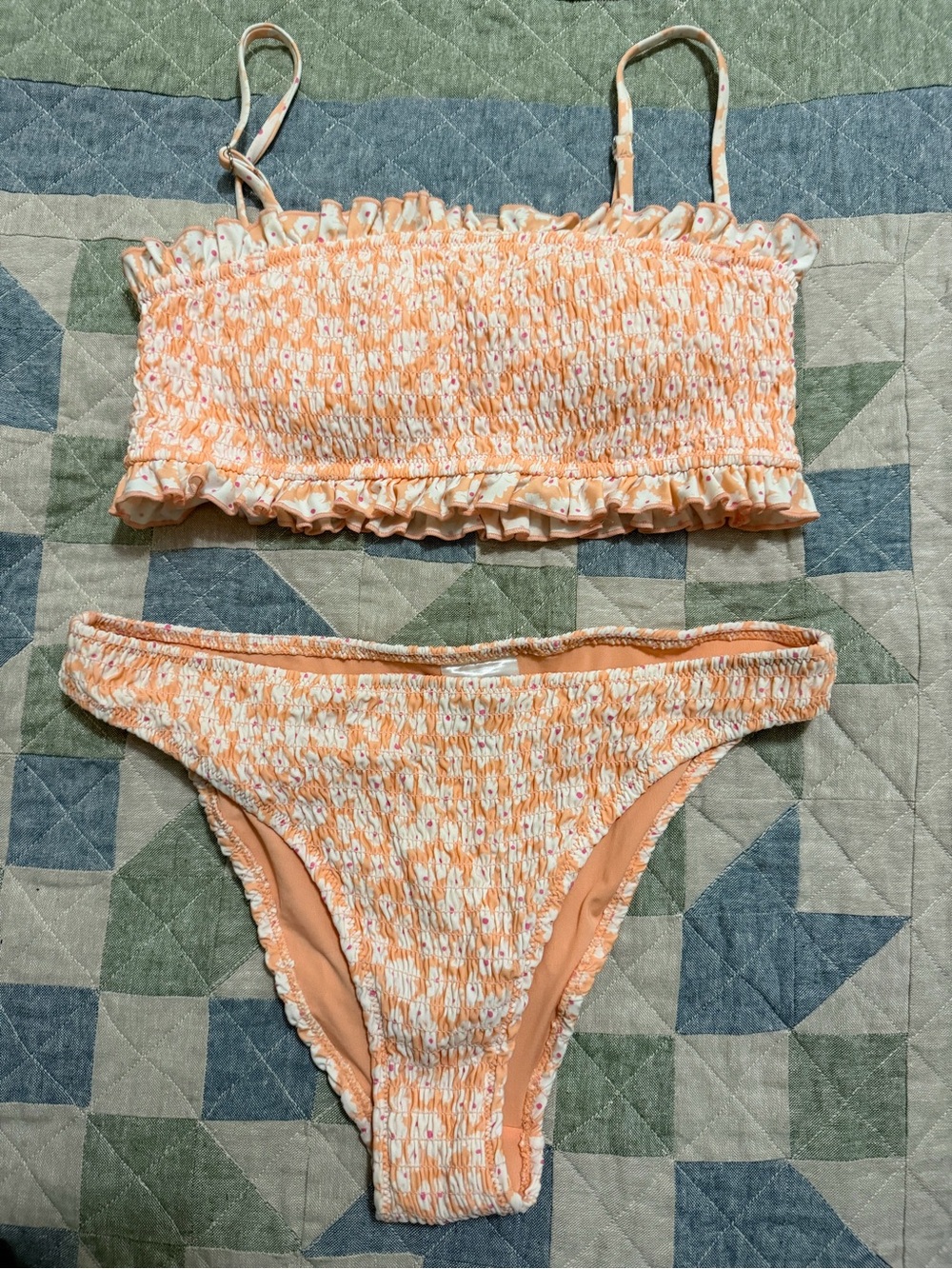 H&M Peach Smocked Two-Piece Bikini